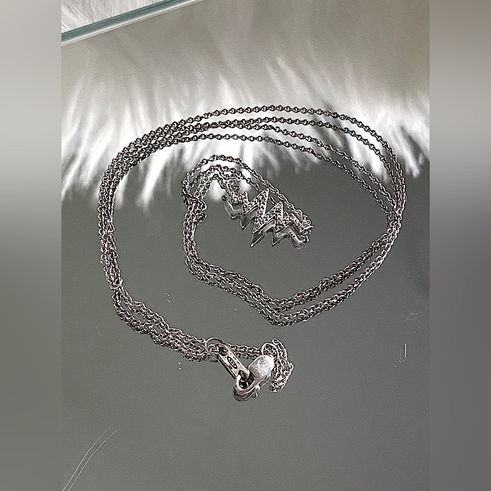 925 Sterling Silver And Diamond 💎 Accent Heartbeat Necklace by Banter